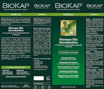 Biokap Champu Dermo Calmante With Wild Olive Oil And Mall 200 ml - 200 g