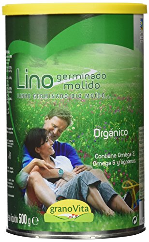 Granovita - Lino Germinado Molido - 100 % Natural - Rico en Omega 3 - Fuente de Proteínas - Mejora la Absorción de Nutrientes - Origen Vegetal - Apto para Veganos - 500 g