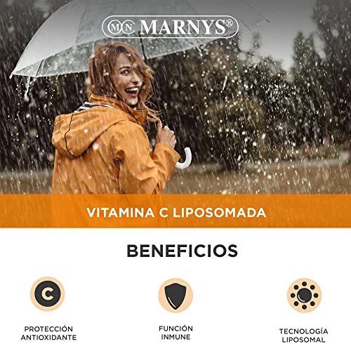 VIT-C 1000 MARNYS, Vitamina C liposomada 1000 mg Bebible, Mejora el Sistema Inmune, Para Tus Defensas, Apto para veganos, 20 viales bebibles de Sabor naranja