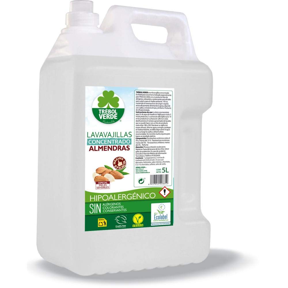 Trebol Verde Lavavajillas Concentrado Almendras Pieles Sensibles 750 ml