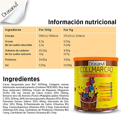 Drasanvi Collmar Cao Colágeno Marino Hidrolizado Con Cacao, Dha, Magnesio Y Calcio, One size, 300 g