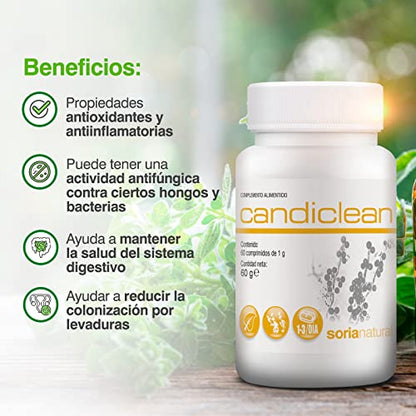 Soria Natural Candiclean – hilft bei der Bekämpfung und Vorbeugung von Candida – natürliche und leistungsstarke Formel – stärkt das Immunsystem – 60 Tabletten