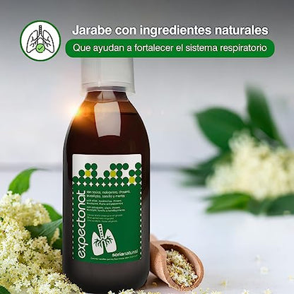 Soria Natural Expectonat Jarabe para la Tos adultos - Ayuda a expulsar la Mucosidad, Alivia la Tos, Suaviza el Dolor de garganta - Jarabe Natural con Tomillo, Drosera, Eucalipto, Saúco - Bote 250ml