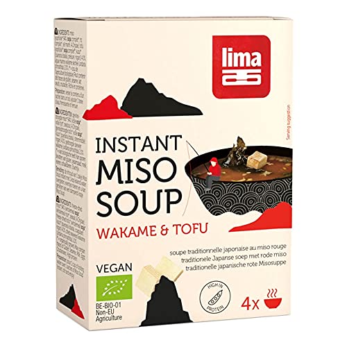 Lima - Sopa De Miso Rojo Instantánea Con Wakame Y Tofu 4 x 10 Gramos