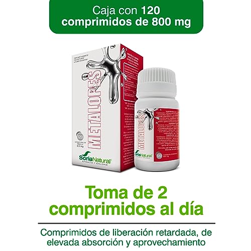 Soria Natural Metalopes – Con Clorella, Cilantro, Ácido Alfa-lipoico, Vitamina C y Selenio – Ayuda a Reducir Niveles de Metales Pesados en Organismo - 100% Natural - 120 Comprimidos de 800mg.