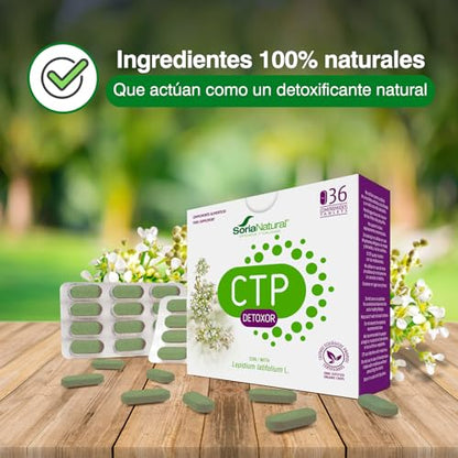 Soria Natural CTP Detoxor – Detoxificante Natural – Suplemento con Rompepiedras - 100% Natural - Ayuda a Eliminar los Tóxicos de las Células - 36 Comprimidos de 1g.