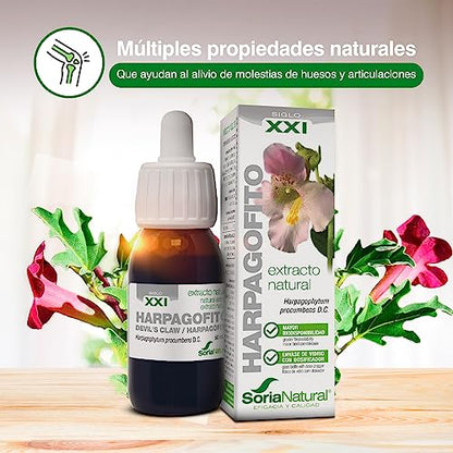 Soria Natural Extracto de Harpagofito - Apoya la Salud de las Articulaciones, Ayuda a Reducir la Inflamación, Favorece la movilidad y flexibilidad - Antiinflamatorio Natural - Botella de 50 ml