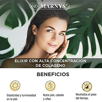 Marnys Colágeno Hidrolizado, Bebida para la Belleza Desde El Interior, Beauty In & Out Elixir, 14 Viales 25 Ml