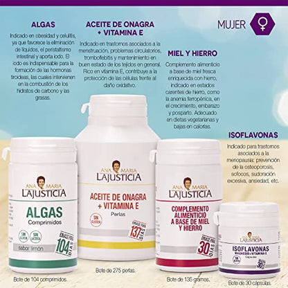 Ana Maria Lajusticia - Algas – 104 comp. (sabor limón). Mejora de la celulitis y favorece la eliminación de líquidos. Envase para 104 días de tratamiento.