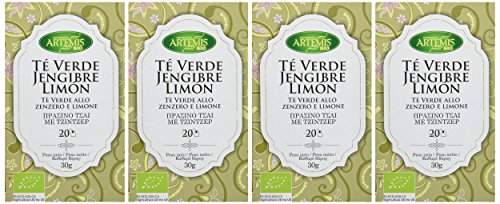 ArtemísBio Té Verde Jengibre Limón - 4 Paquetes de 20 unidades