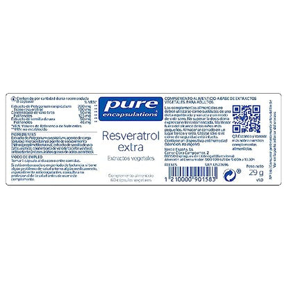 PURE ENCAPSULATIONS Resveratrol Extra | Extractos vegetales para la piel | 60 Cápsulas Vegetales