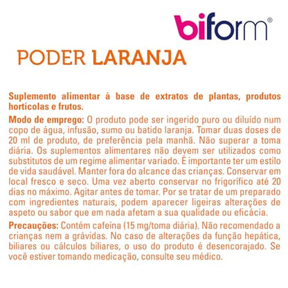 BIFORM PODER NARANJA - COMPLEMENTO ALIMENTICIO - Sabor a Naranja con Doble Acción Adelgazar y Vientre Plano - para Combinar con tu Bebida Favorita - 500ml