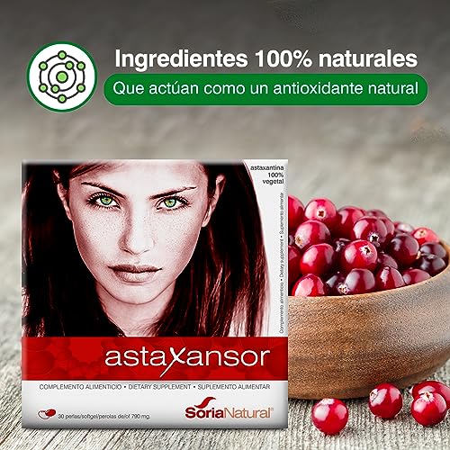 Soria Natural Astaxansor - Astaxantina Antioxidante Potente y Protector Ocular - Salud Visual Mejorada - 30 perlas