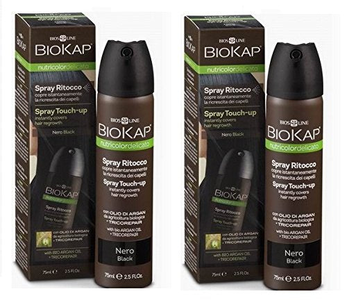 Bios Line – Biokap Nutricolor Delicate Spray Retocco Black 2 Behälter mit 75 ml, um das Wachstum im Handumdrehen abzudecken