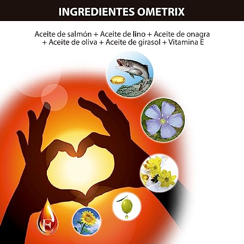 Novadiet - OMETRIX Càpsulas con Aceite de Salmón, Lino, Onagra, Oliva, Girasol y Vitamina E, Para una Salud Cardiovascular Óptima, Ayuda Niveles de Colesterol y Triglicéridos Saludables - 60 Cápsulas