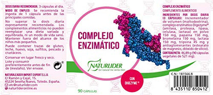 Naturlider - Complejo Enzimatico - Complejo enzimático Digezyme® - Enzimas digestivas - 90 cápsulas