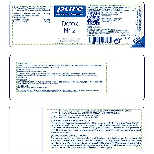 PURE ENCAPSULATIONS Detox Nrf2 | Mit Brokkolisprossenkonzentrat, Resveratrol und Glutathion | Entgiftungsunterstützung | 60 Gemüsekapseln