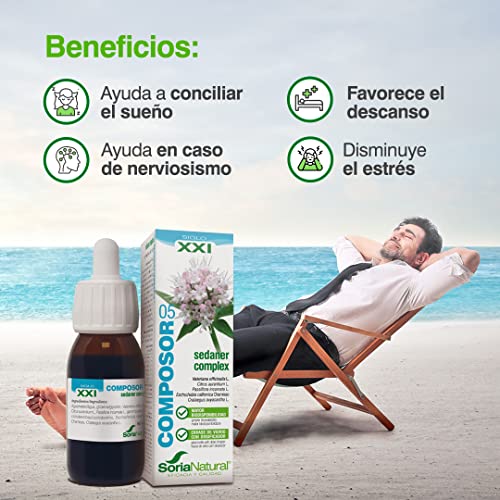 Soria Natural - COMPOSOR 05 - SEDANER COMPLEX S. XXI - Complemento alimenticio - Ayuda al descanso y relajación - 50 ml – Valeriana - Azahar - Pasiflora