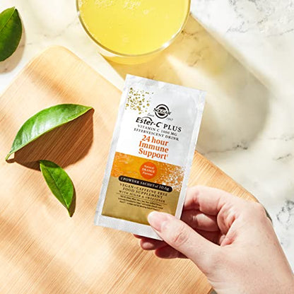 Solgar | Ester-C Plus Efervescente | Acción Rápida | 24horas de Apoyo Inmunológico | Vitamina C 1000 mg |Sabor a Naranja Natural | Libre de cafeína | sobres | Con azúcar y edulcorante