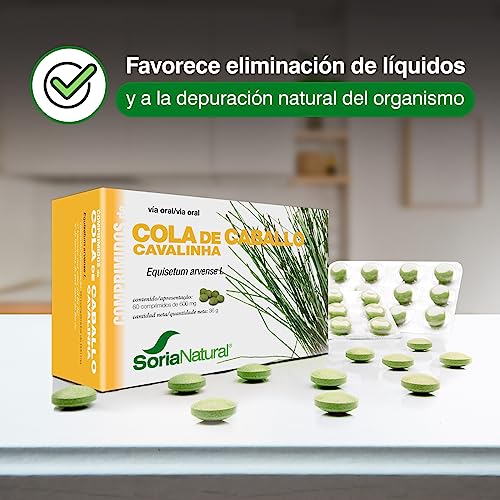 Soria Natural Cola de Caballo pastillas - Potente Diurético Natural - Drena Retención de Líquidos, Fortalece y Nutre tu Cabello y Uñas - Caja 60 comprimidos