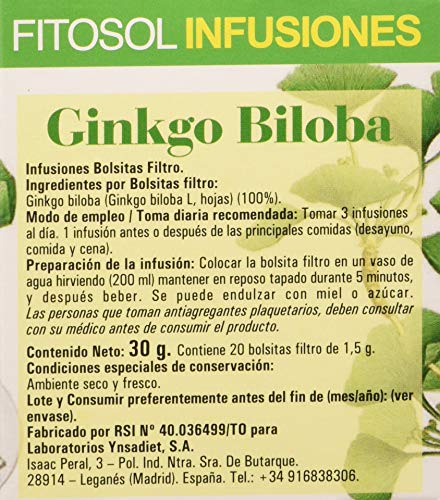 Fitosol Infusion Ginkgo Biloba 20 bolsitas Ynsadiet