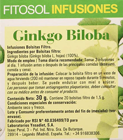 Fitosol Infusion Ginkgo Biloba 20 bolsitas Ynsadiet