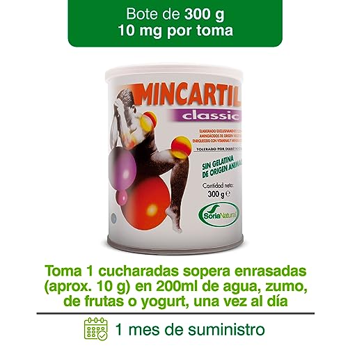 Soria Natural Mincartil Classic Bote - Mejora la Función Articular, Mantiene Huesos Fuertes - Nutrientes para la Salud Ósea - Silicio, Magnesio, Vitamina B, Calcio - Bote con 300g