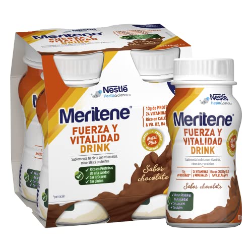 Meritene Fuerza y Vitalidad – Suplemento Alimenticio Formato Listo para Tomar – Batido de Proteínas Vitaminas y Minerales – Chocolate – Suplemento Nutricional y Refuerzo del Sistema Inmunitario