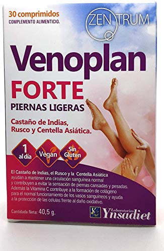 YNSADIET VENOPLAN 30 Comprimidos, Castaño de Indias + Rusco + Centella Asiatica + Vitamina C, Mejora La Circulación Para Unas Piernas Ligeras, Contra Las Varices - 1 Comprimido Al Día