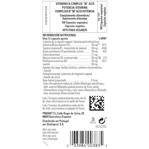 Solgar | Vitamina B - Complex 50 Alta Potencia |Contribuye al Metabolismo Energético | Estimula el Rendimiento Intelectual | 100 Cápsulas Vegetales