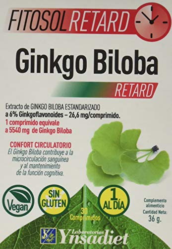 Ginkgo Biloba Retard - 30 Càpsulas - Laboratorios Ynsadiet SA
