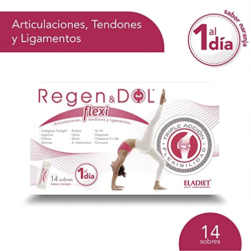 Complemento Alimenticio Regendol Flexi - 14 Sticks - Para el Bienestar de Músculos y Tendones - Ayuda a Mantener la Flexibilidad de las Articulaciones - Favorece la Formación del Colágeno - Eladiet