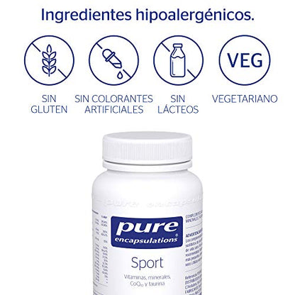 PURE ENCAPSULATIONS | Sport | Vitaminas, minerales, CoQ10 y Taurina | 60 Cápsulas Vegetales