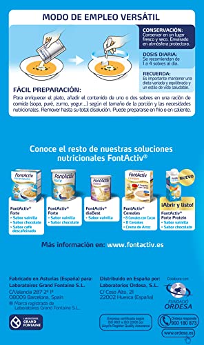 FontActiv Forte Sabor Neutro- Suplemento Nutricional con Fibra para Adultos 0% Azúcares añadidos- 10 Sobres x 30 gr