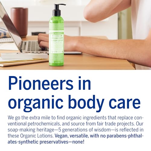 Dr Bronner's Organic Hand and Body Lotion, Made with Organic Oils. Used for Hands, Face and Body