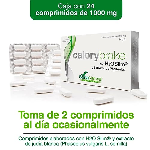 Soria Natural Calory Brake - Ayuda a Bloquear la Absorción de Carbohidratos y Grasas – Con H2O Slim y Judía Blanca - 100% Natural – Dietas - Alimentación Saludable - 24 Comprimidos de 1000 mg.