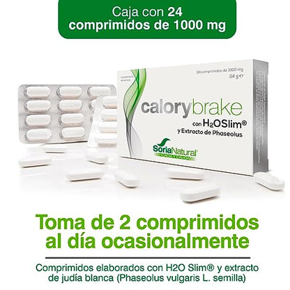 Soria Natural Calory Brake – Hilft, die Aufnahme von Kohlenhydraten und Fetten zu blockieren – Mit H2O Slim und White Bean – 100 % natürlich – Diäten – Gesunde Ernährung – 24 Tabletten à 1000 mg.