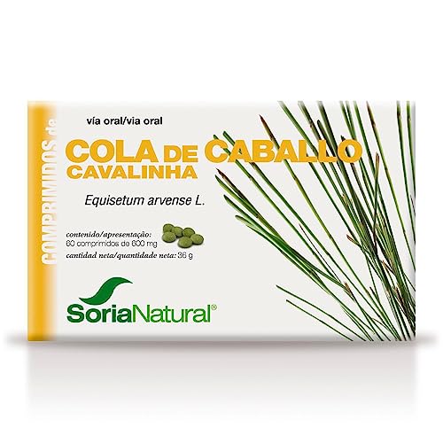 Soria Natural Cola de Caballo pastillas - Potente Diurético Natural - Drena Retención de Líquidos, Fortalece y Nutre tu Cabello y Uñas - Caja 60 comprimidos