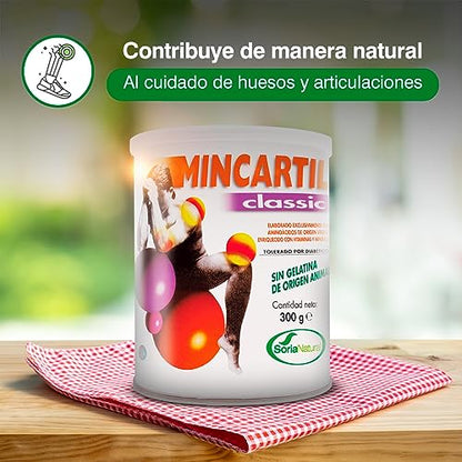 Soria Natural Mincartil Classic Bote - Mejora la Función Articular, Mantiene Huesos Fuertes - Nutrientes para la Salud Ósea - Silicio, Magnesio, Vitamina B, Calcio - Bote con 300g