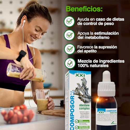 Soria Natural Composor 21 Obestane Complex – Hinojo, Fucus, Alcachofera, Té Verde, Frángula, Minerales y Vitamina B6 – Ayuda a Controlar Tu Peso - Ayuda en las dietas de Control de Peso - 50ml