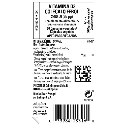 Solgar Vitamina D3 (colecalciferol) 2200 Ui (55 µg) Cápsulas Vegetales - Envase De, Multicolor, 50 Unidad (Paquete de 50)