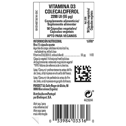 Solgar Vitamina D3 (colecalciferol) 2200 Ui (55 µg) Cápsulas Vegetales - Envase De, Multicolor, 50 Unidad (Paquete de 50)