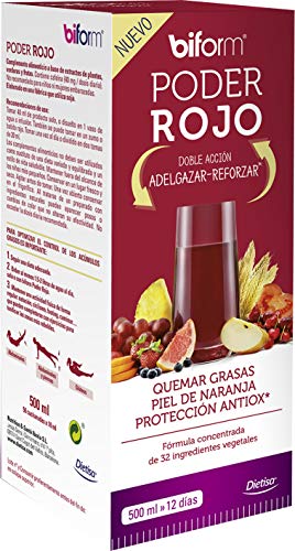 Dietisa Biform Poder Rojo- Fórmula concentrada de extracto de frutas, verduras y plantas con doble acción: adelgazar y reforzar, 500 ml.