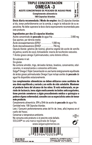 Solgar Omega-3 Triple Concentración Cápsulas blandas