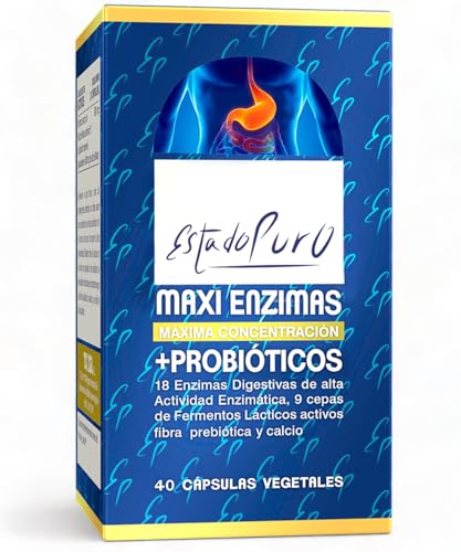 Maxi Enzimas + Probióticos Estado Puro | 18 Enzimas Digestivas Potentes | Con Probióticos y Prebióticos Intestinales | Mejora la digestión y la Absorción de Nutrientes | 40 Cápsulas de Tongil