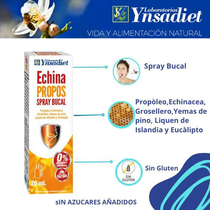 ECHINA PROPOS | Spray Bucal - 20 ml | Própoleo, Echinacea, Grosellero, Yemas de Pino | Ynsadiet