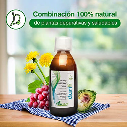 Soria Natural Durilimp - Limpieza Interna, Promueve la Salud Digestiva, Detox Natura l- Diente de León, Alcachofa, Manzanilla Amarga, Abedul - Equilibrio Digestivo - 250ml