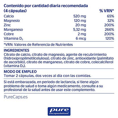 PURE ENCAPSULATIONS Complejo de Calcio | Magnesio, Zinc, Cobre y Manganeso con Vitamina D3| Ayuda la Estructura Ósea | Contribuye al Mantenimiento de los Tejidos Conectivos | 90 Cápsulas Vegetales