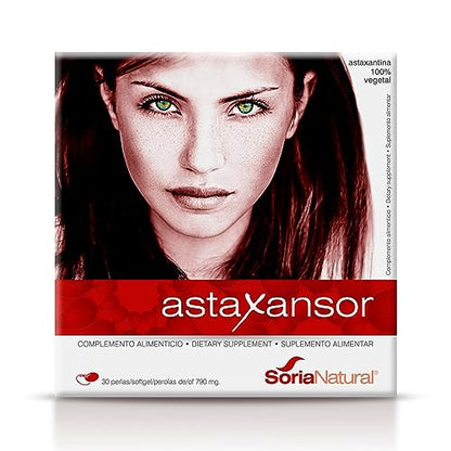 Soria Natural Astaxansor - Astaxantina Antioxidante Potente y Protector Ocular - Salud Visual Mejorada - 30 perlas