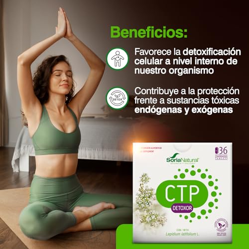 Soria Natural CTP Detoxor – Detoxificante Natural – Suplemento con Rompepiedras - 100% Natural - Ayuda a Eliminar los Tóxicos de las Células - 36 Comprimidos de 1g.